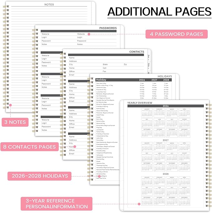 2026-2028 Monthly Planner - 2 Year Monthly Planner/Calendar 2026-2028, JULY 2026 - JUNE 2028, 9" x 11", 24 Months, Tabs, Two-sided Back Pocket, Holidays, Twin-Wire Binding, Note Pages, Perfect for School Office Supplies