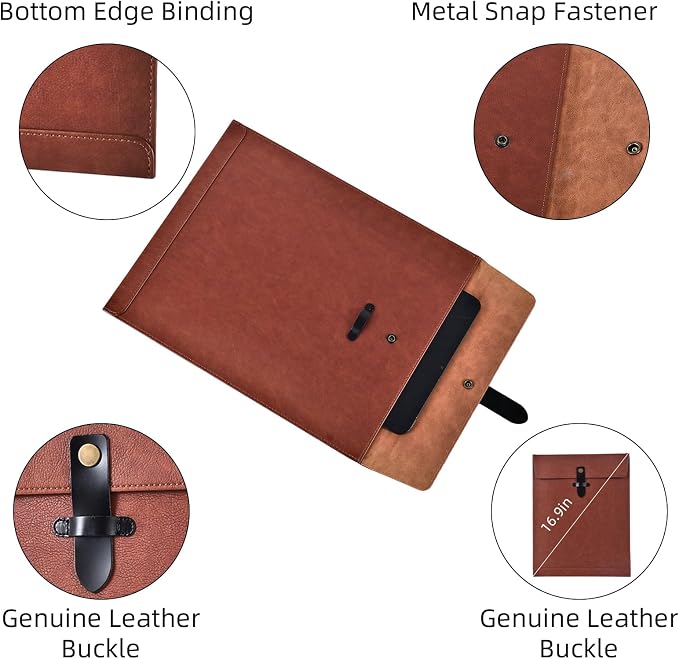 Grey PU Leather File Folder, Snap Closure File Organizer, Important Document Folder, Document Organizer, Laptop Sleeve Notebook Case, Leather Folder A4 Envelopes Filing Folder