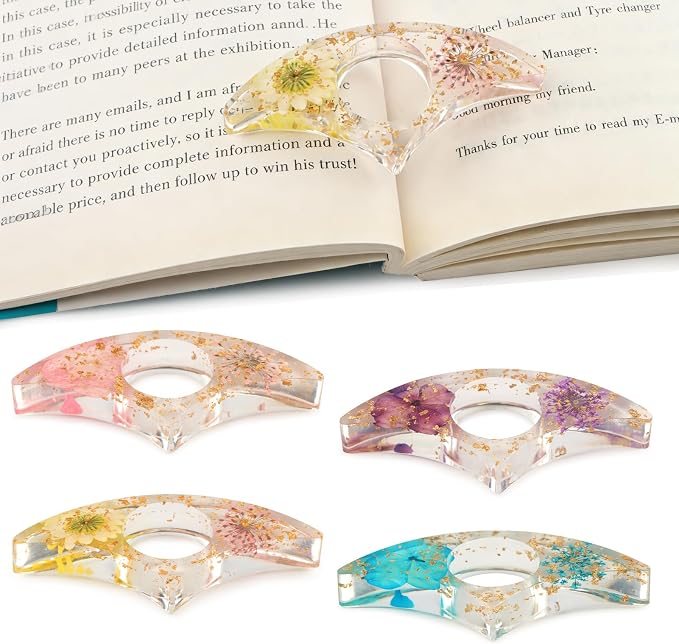 4Pcs Thumb Book Page Holder, Resin Book Finger Page Holder, Finger Ring Opener Bookmark for Easy Readin, Boo-k Accessories for Teachers Students Reading Lovers(Color:4 Color)