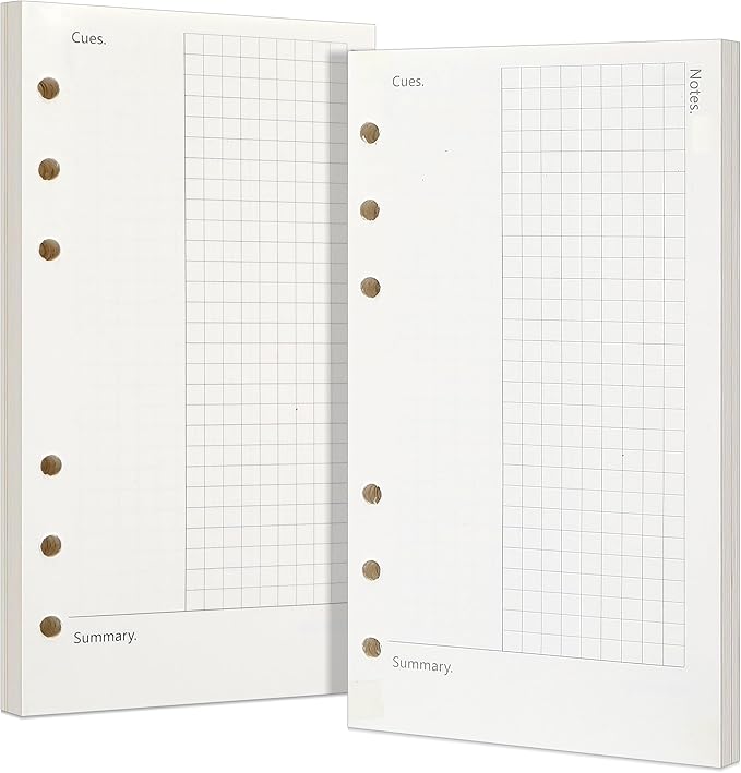 Toplive A6 Refill Paper, A6 Cornell Notetaking System Filler Paper, 6 Holes Notebook Binder Inserts Loose Leaf Paper 160 Sheets, for Business Meeting College Study Reading Notes