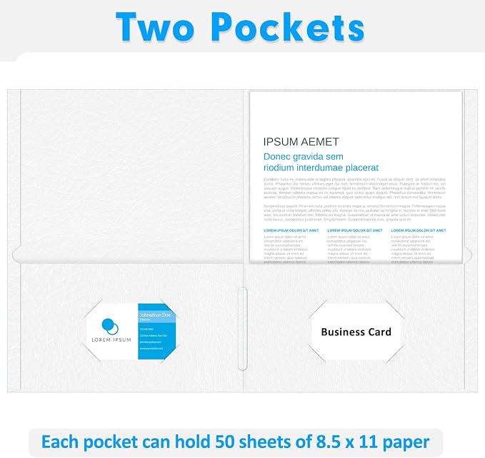 Two Pocket Folders, PANDRI 30 Pack 2 Pocket Folders, Letter Size Paper File Folder for School Office Home Business, White