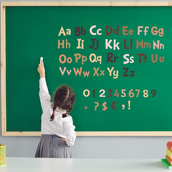 Tenare 268 Pcs Large Bulletin Board Letters 5 Inch Alphabet Combo Set, Chalkboard Poster Letters Cutouts for Board Display Craft Home Wall Decor(Boho Color)