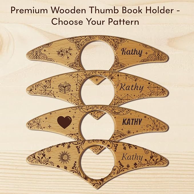 Custom Book Page Holder, Thumb Book Page Holder, Personalized Wooden Page Holder for Reading, Gifts for Book Lovers Teachers Appreciation Gifts on Birthday (Style 2)