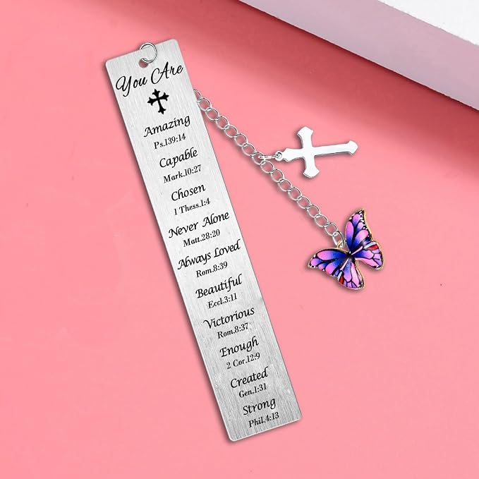 Religious Gifts for Women Book Marks for Reading Women Bible Verse Bookmark Christian Gifts Cross Gifts Baptism Gifts for Women Butterfly Charm Bookmark Christmas Birthday Inspirational Gifts