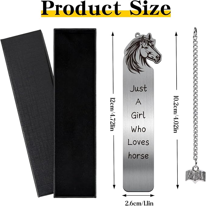 Horse Bookmark Gifts for Women - Funny Just A Girl Who Loves Horse Metal Book Marks Cute Animal Bookmarks Best Stuff Decor Reading Kids Daughter Students Teacher School Birthday Graduation