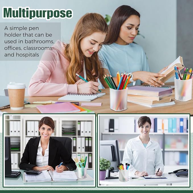 64 Pack Pen Holder White Pen Cups for Desk Organizers and Storage Stationery Plastic Matte Pencil Holder Cups Transparent Style for Office School Supplies