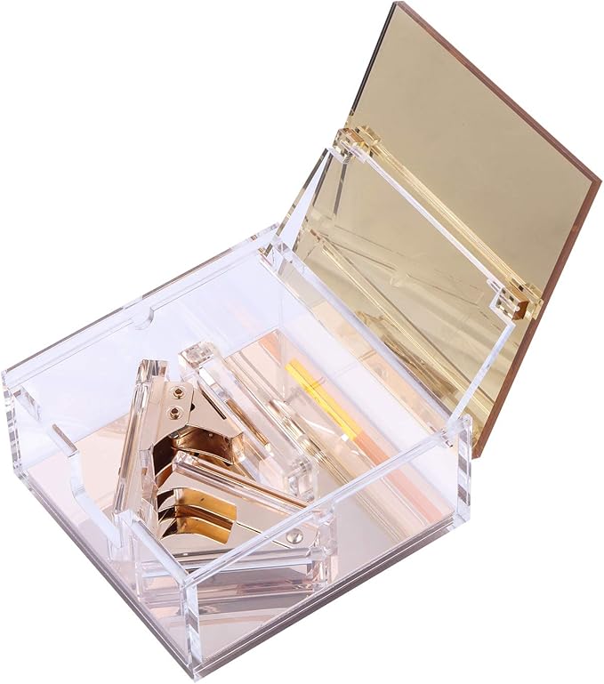 Acrylic & Gold Stationery Bundle: 1) Hole Punch 1) Staple Remover 1) Built-in Mirror Box - All Gold Everything by Draymond Story