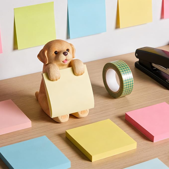 Dog Pop-Up Sticky Note Dispenser with 100 Sheets 3 x 3 Inch Notes, Handmade Resin Dog Desk Decor for Office, Home & Classroom, Gift for Teachers & Coworkers - Golden Retriever