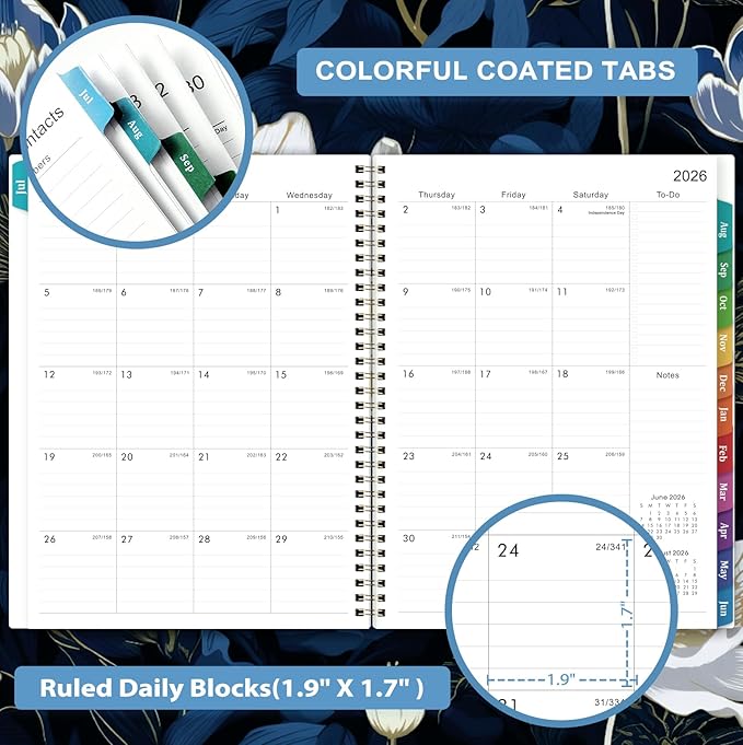 Planner 2026-2027 - July 2026 - June 2027, 8.5" x 11", Academic Planner 2026-2027 Weekly & Monthly, Large Calendar with 12 Monthly Tabs, Back Pocket