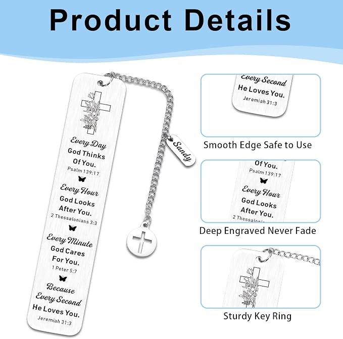 Custom Bookmark, Christian Personalized Bookmark, Catholic Easter Basket Stuffers, Teen Boy Girl Easter Basket Stuffers, First Communion Gifts Confirmation for Girls Boys Teenage, Book Lover Gifts