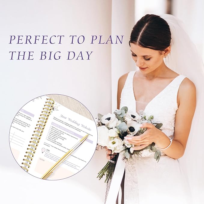 Wedding Planner Book and Organizer, Bridal Wedding Book Planner with Tabs and Sticker to Guide Entire Wedding Process, Checklists, Countdown Calendar, Ceremony Outline, Perfect Engagement Gift for Her, Bride Gifts for Bride to Be (11.5"x 9.5")