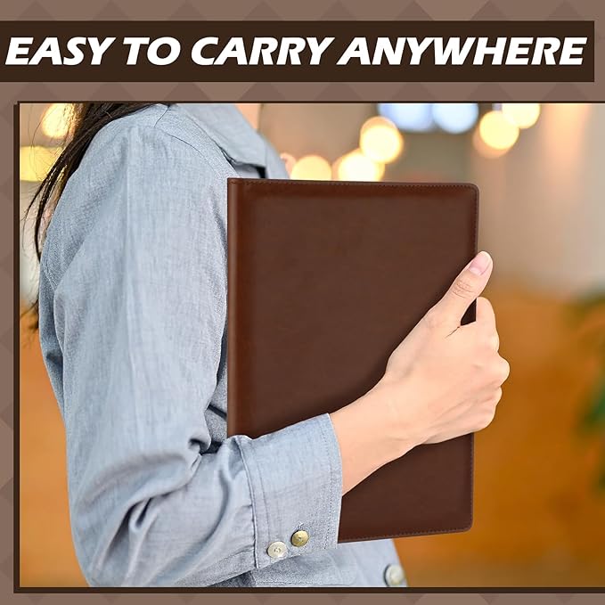 Fuyoooo 6 Pcs Business Portfolio Organizer Professional Leather Portfolio Binder Folder with Clipboard A4 Letter Size Padfolio Legal Notepad Holder for Business School Office Conference (Brown)