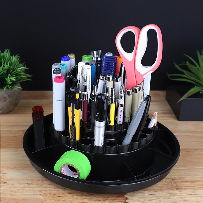 ALVIN, Spin-O-Tray, 9893-1, Rotating Desktop Receptacle, Art, Drafting, and Design Storage Tool, Great for Students, Hobbyists, and Professionals Alike - White