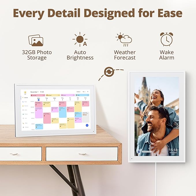 Digital Calendar 15.6" Chore Chart – 1080P Full HD Interactive Touchscreen, Smart Family Planner, Hearth Display Digital Wall & Desk Mountable for Seamless Scheduling