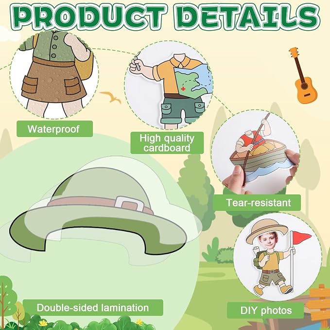 60pcs Camping Theme DIY Cutouts Camper Bulletin Board Decoration Set Camping Adventure Paper Cut-Outs Classroom Decor for Boy Girl Classroom DIY Photo Craft Kindergarten School Wall Door Supplies