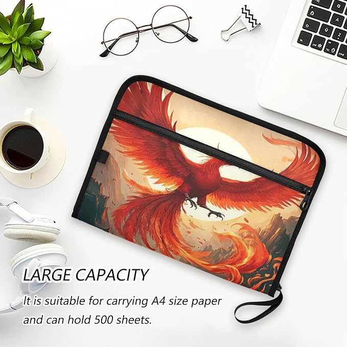 Beautiful Phoenix Accordion File Organizer Expanding Document Folder with 13 Pockets Portable File Folder for A4 Letter Size