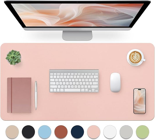 Bloss Pink Desk Mat, Waterproof Non-Slip Leather Desk Pad, Large Mouse Pad, Desk Writing Pad, Desk Mat for Keyboard and Mouse Desk Organizers and Accessories (31.5×15.7 Inches)