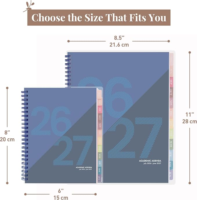 Rileys Academic Planner 2026-2027, Daily, Weekly & Monthly Planner, July 2026 - June 2027, Student Notes Pages, Twin-Wire Binding, Weekly Agenda for School & Work (8 x 6-Inches, Geographic, Blue)