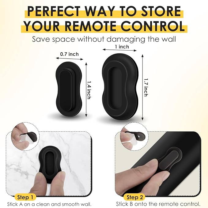 HOTEC 6 Pack Magnetic Remote Control Holder Wall Mount, Upgraded No Drill Self-Adhesive TV Remote Organizer, Universal Storage for TV, Fan, AC, Media & RV Accessories, Black