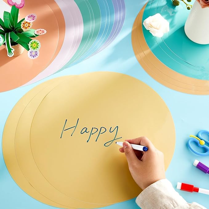 gisgfim 24PCS Dry Erase Dots 12 Inch Whiteboard Marker Wall Decor Removeable Circle Sticker Spots Writing Spots Set for Classroom Table Teachers Students School Supplies (Pastel)