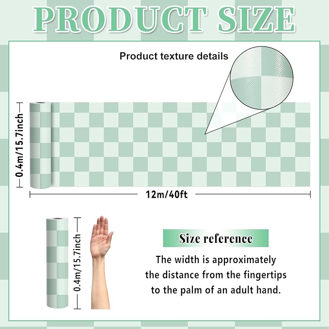 Green Checked Bulletin Board Roll Reusable Waterproof Erasable Green Non-Woven Fabric Bulletin Board Roll Wrinkle Resistant Background Poster for School Classroom Decor Wrapping DIY Craft 15.7" x 40ft