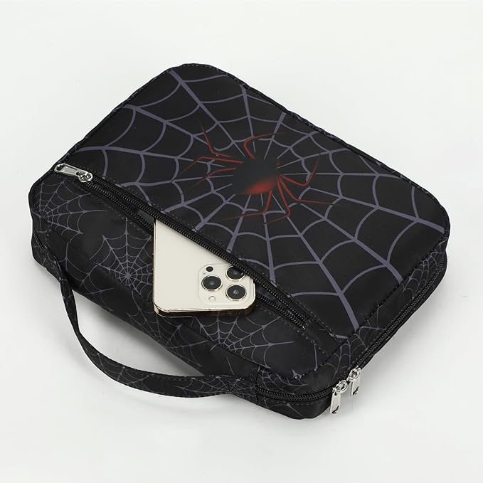 JIANYA Bible Cover for Boys Kids Bible Case Church Bag Childrens Bible Bag with Handle and Zippered Pocket, Spider Red