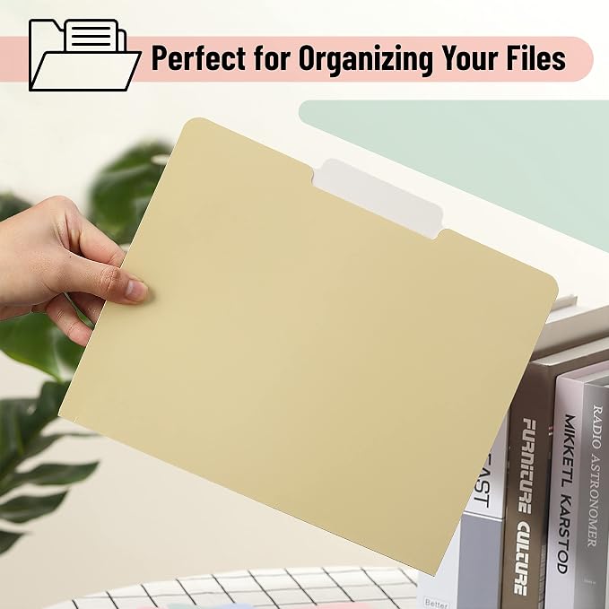 Mr. Pen- File Folders, 18 Pack, Vintage Colors, 1/3-Cut Tab, File Folders Letter Size, Colored File Folders, Office File Folder
