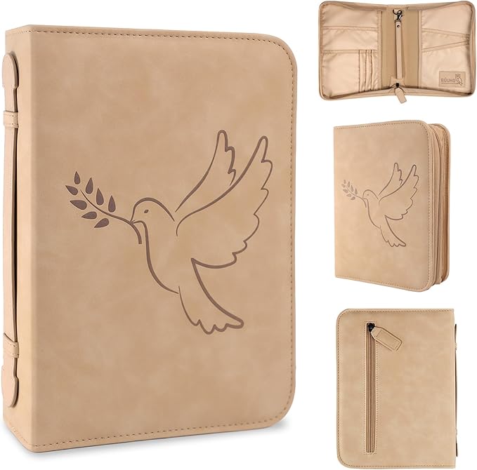 Bible Holder Case for Women | Bible Carrying Case for Men Premium Quality Waterproof PU Leather Bible Case for Girls | Detachable Wristlet, Carrying Handle & Multifunctional Pockets | Kids Bible Case