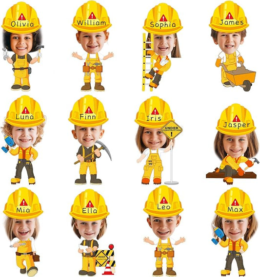 60pcs Construct Theme Cutouts Construction Helmet Bulletin Board Decorations Construct Paper Cut-Outs Classroom Decor for Boy Girl Classroom DIY Craft Photo Kindergarten Preschool Wall Door Supplies