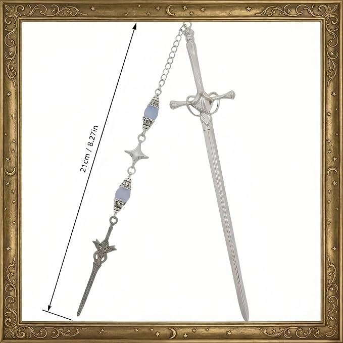 Charm Sword Star Bookmark - Fantasy Metal Book Mark with Crystal Beads Aesthetic Page Marker Gifts for Reading Lover Women Men Girls Kids Students Teachers Bookish Birthday School Office