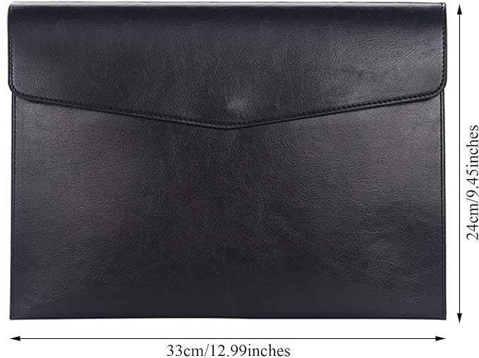 PU Leather A4 File Folder Document Holder Envelope Folder Case with Snap Closure for Receipt Contract Black&Brown