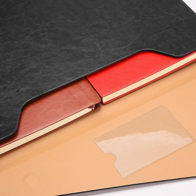 VANRA 1 Piece File Folders PU Leather Expanding Document Holder File Jacket Filing Envelope for A4 Letter Size Paper with Invisible Magnetic Closure Black