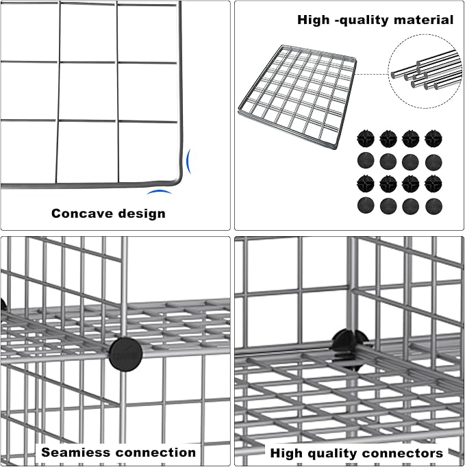 C&AHOME Wire Cube Storage, 6 - Cube Organizer Metal C Grids, Modular Shelves Units, Closet Organizer, Ideal for Home, Office, Living Room, 36.6”L x 12.4”W 36.6”H, Silver Gray UWCS3006G