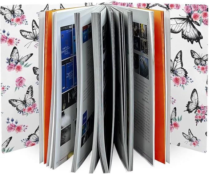 Dreaweet Butterfly and Rose Print Book Covers for Textbooks Hardcover Books,Elegant Paperback Book Cover Protector Stretchable Washable Book Sleeves for Women Book Lover