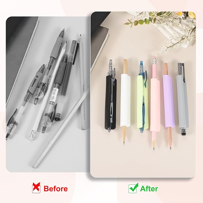 PATIKIL 3 Pcs Adhesive Pencil Holders, 105mm Long Universal Pencil Clip Silicone Pen Holder Office Pen Organizer for Desk Wall Clipboard Notebook Tablet Case Stylus, Black/White/Green