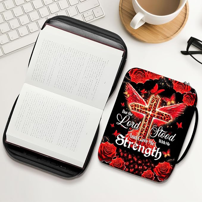 Bible Cover for Women With Leopard Rose Flowers, Carrying Case for Study, Zippered Portable Bag, Covers, Gifts for Christmas Christian