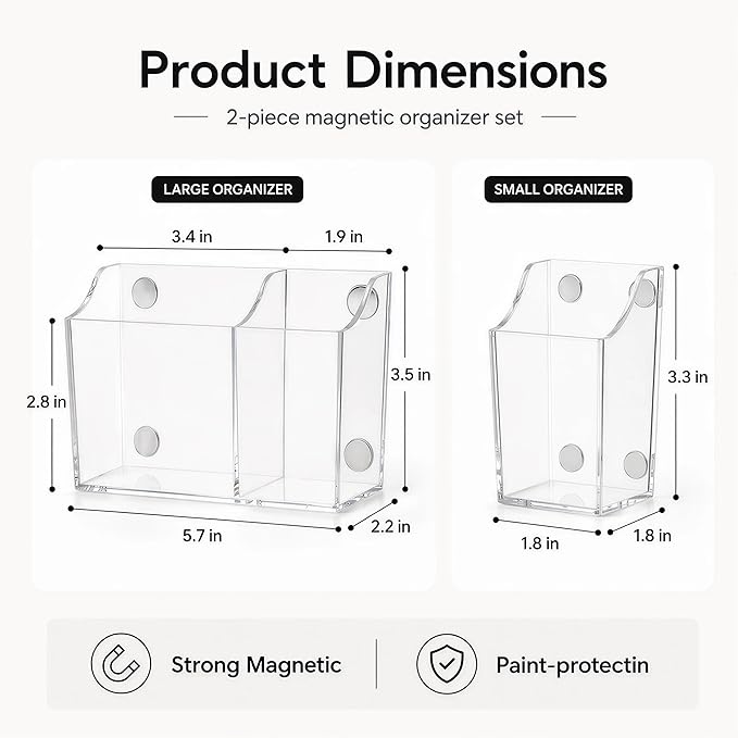 Magnetic Dry Erase Marker Holder Set for Whiteboard,Magnetic Pen Holder for Fridge Refrigerator,Locker Organizer,Locker Accessories,Marker Organizer for School,Office,Surface-Safe Silicone Pads