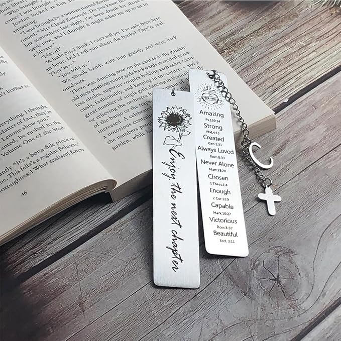 Bible Bookmark for Women Book Lovers Sister Christian Book Marker Gifts for Reader Teens Girls Baptism Birthday Christmas Gift for Coworker Students Bookish Easter Gifts (Silver-C)