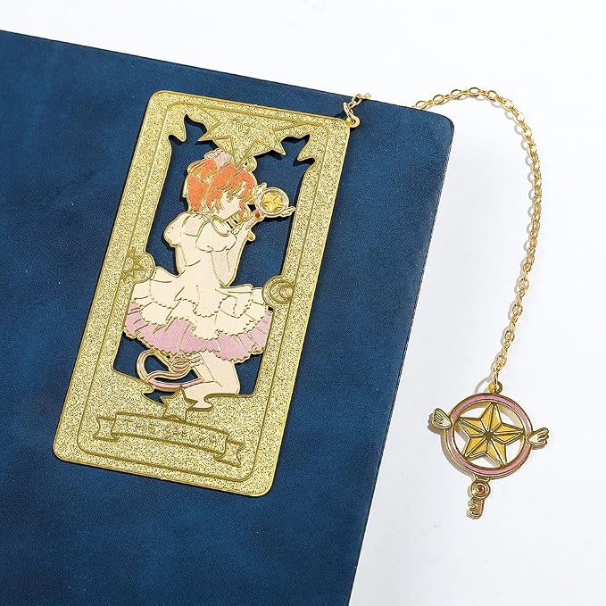 Anime Magic Cards Captor Sakura Bookmarks Set - Sweet Cartoon Cute Book Marks for Reading Women Men Anime Fans, Book Accessories Collection Decor Hangings Gifts (Brass Style 2)