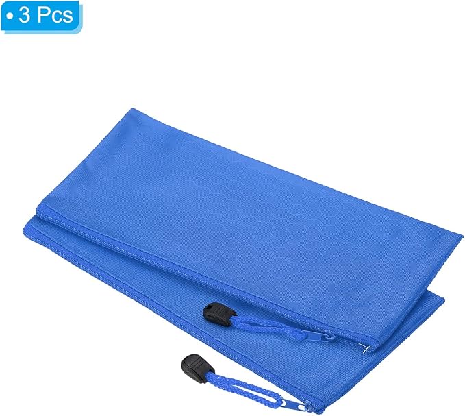 PATIKIL Waterproof Zipper File Bags, 3 Pack A6 Document Holders Pencil Pouch for Office, Blue
