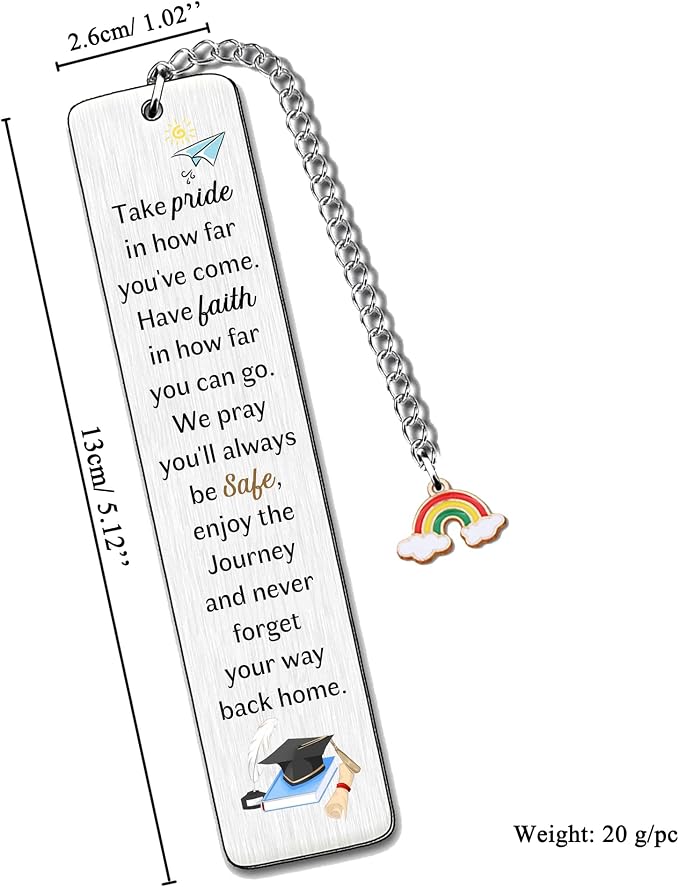 Graduation Bookmarks Inspirational Best Friend Son Daughter Encourage Bookmarker Women Men Go to University Keepsake Teens Graduate Appreciate Present Book Accessory Take Pride in How Far You've Come