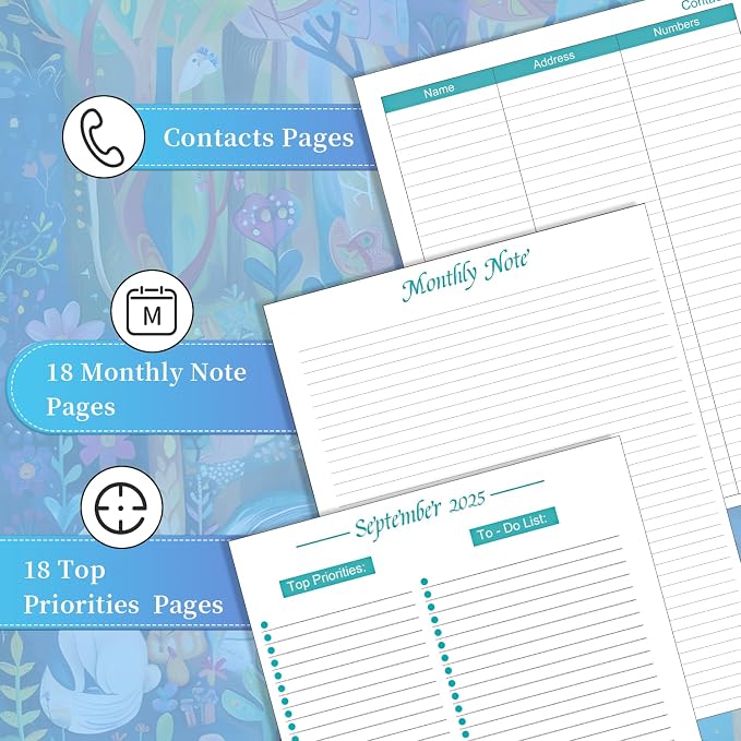 Monthly Planner 2025-2026 - Jul. 2025 - Dec. 2026, 18 Monthly Calendar 9" x 11", Large Monthly Notebook 2025-2026 with Monthly Tabs, Spiral Bound Monthly Planners for Office School and Home Organizing