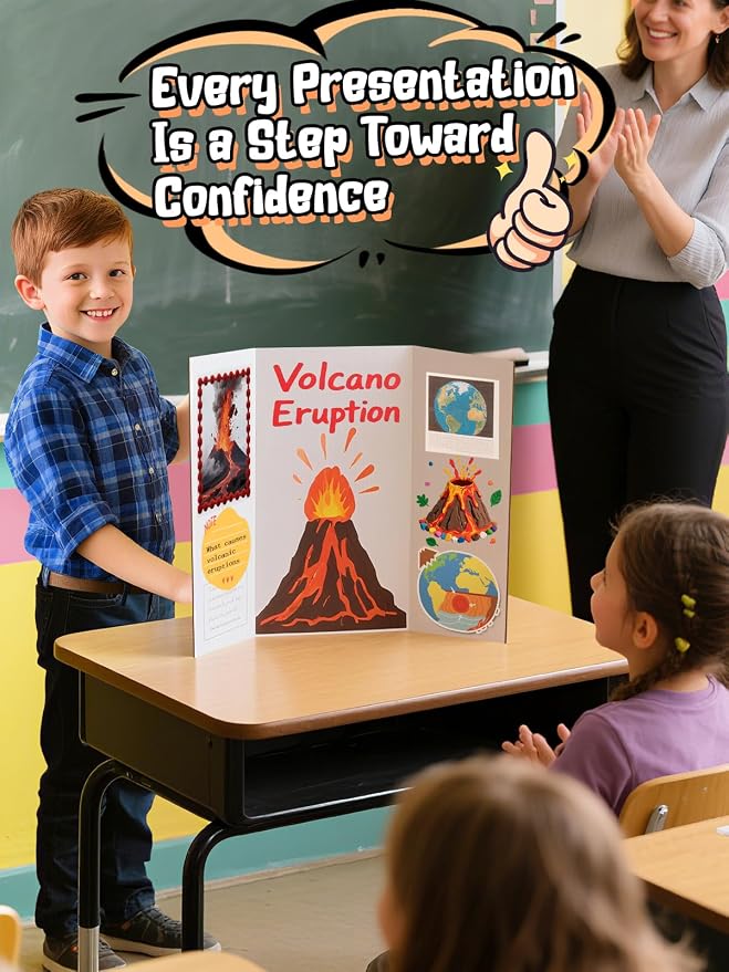 Cosweet 6 Pack Small Trifold Poster Board 21" x 14" - Premium Quality Thick White Presentation Boards for Science Fair School Project, Display Board for Classroom Business Supplies