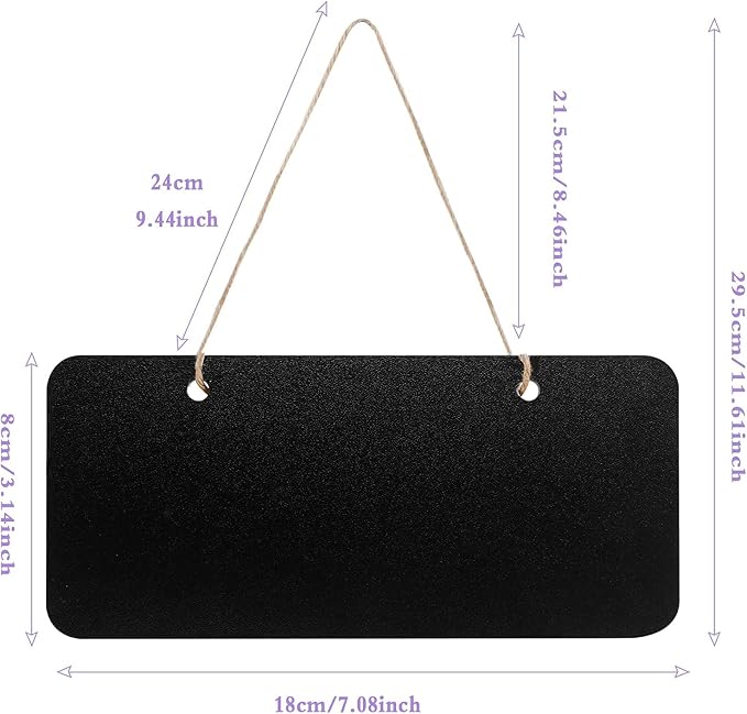 12 Rectangular Chalkboard Signs, Hanging Signs for Office, Welcome & Message Boards, 7x3 Inch Blanks