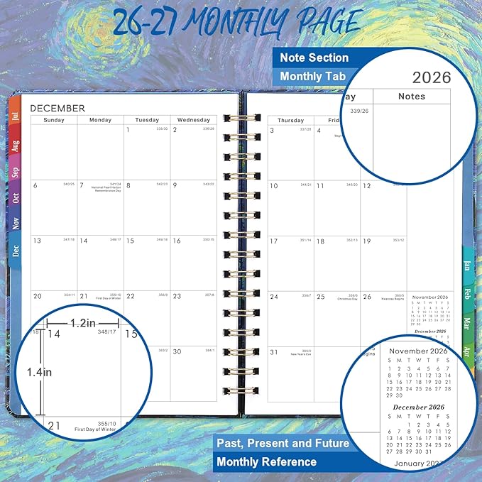 2026-2027 Planner – Jul.2026 - Jun.2027, Weekly ＆ Monthly Academic Planner 2026-2027, with Tabs, 6.4" x 8.5", Hardcover, Strong Binding, Thick Paper, Back Pocket, Elastic Closure, Inner Pocket