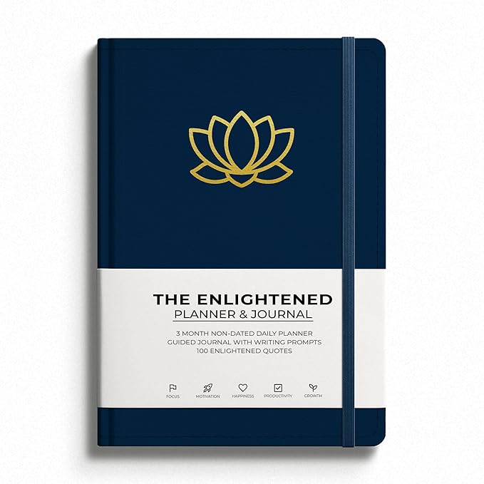 The Enlightened Planner & Journal - A 2-in-1 Daily Planner and Guided Journal with Inspiring Writing Prompts - Build Productivity and a Positive Mindset - 3 Months Undated (Blue)