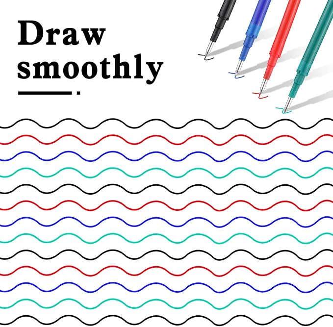 Zonon 24 Pcs Erasable Pen Refills 0.7 mm Gel Ink Refills Medium Fine Point Erasable Pens Lead for Writing Planner and Crossword Puzzles(Black, Red, Green, Blue)