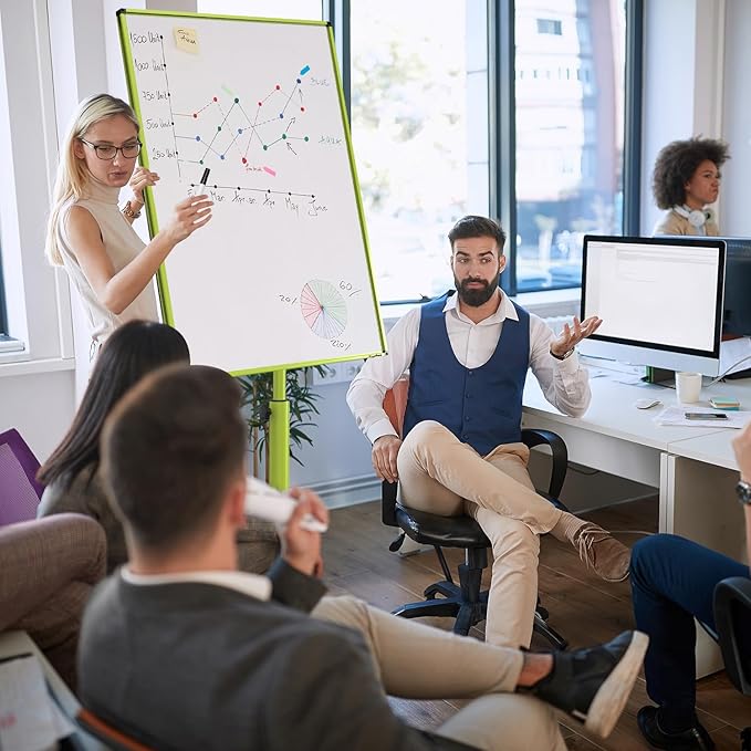 White Board on Wheels, 40x26 Inches Dry Erase Board with Stand, Magnetic Mobile Whiteboard, Portable Standing Dry Erase Board for Classroom, School, Office, Home, Teacher, with Flip Chart Paper