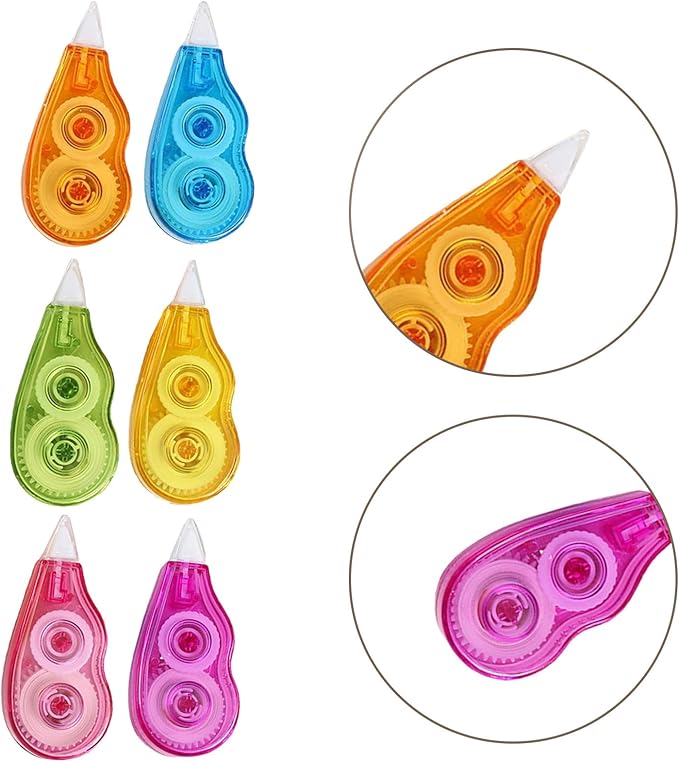6pcs Correction Tape Set 12m Portable White Tape for Students Stationery Convenient Writing Corrector School Office Supplies Random Color