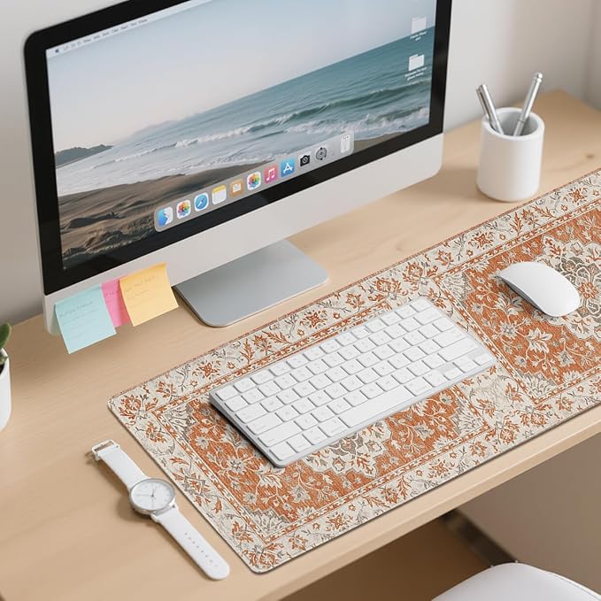 Rustic Carpet Desk Mat Gaming Mouse Pad Classic Persian Floral Mousepad Computer Keyboard Pad Mouse Mat Laptop Mat 31.5 x 11.8 Mouse Pads for Desk Home Office Gaming